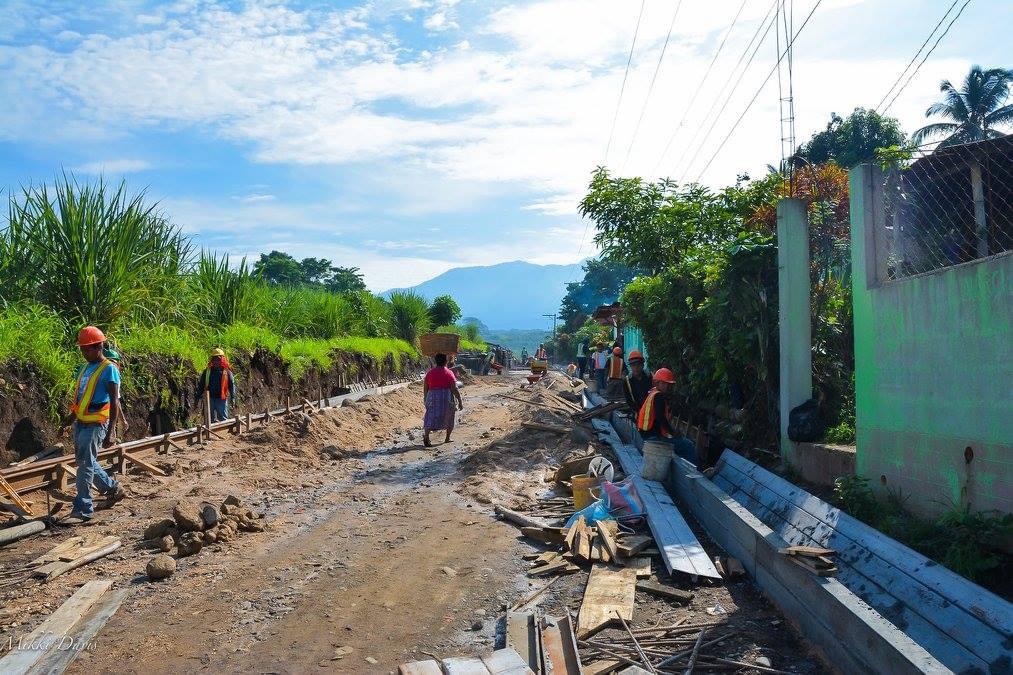 Road and water-line construction alongside a rural Guatemalan community